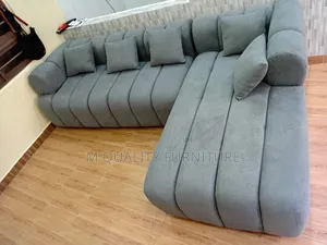 Gray Straight Lined Bubble Sofa