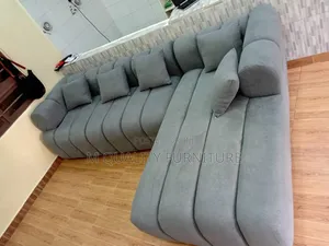 Gray Straight Lined Bubble Sofa
