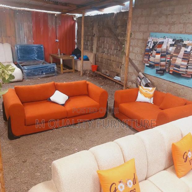 5-Seater Orange (3-2) Sofa With Modern Stands