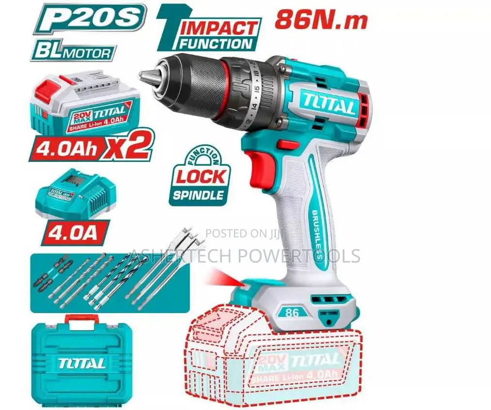 Total Tidli208682brushless Cordless Impact Drill 86nm
