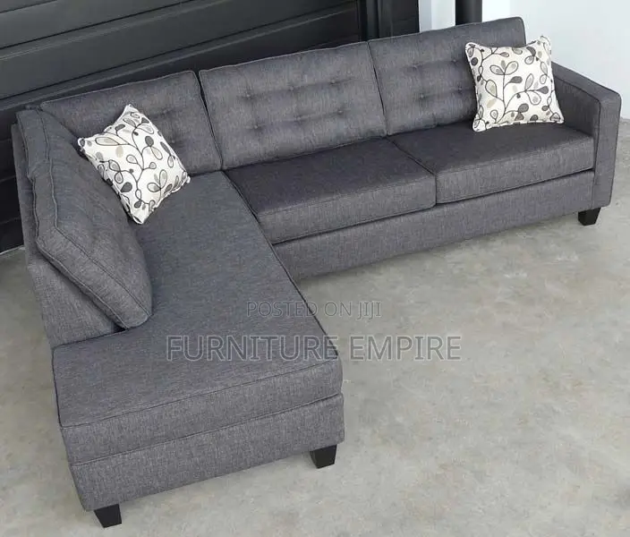 Grey L-Shaped Sofa With Chaise