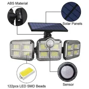 Solar Motion Sensor Flood Light With Three Rotatable Heads