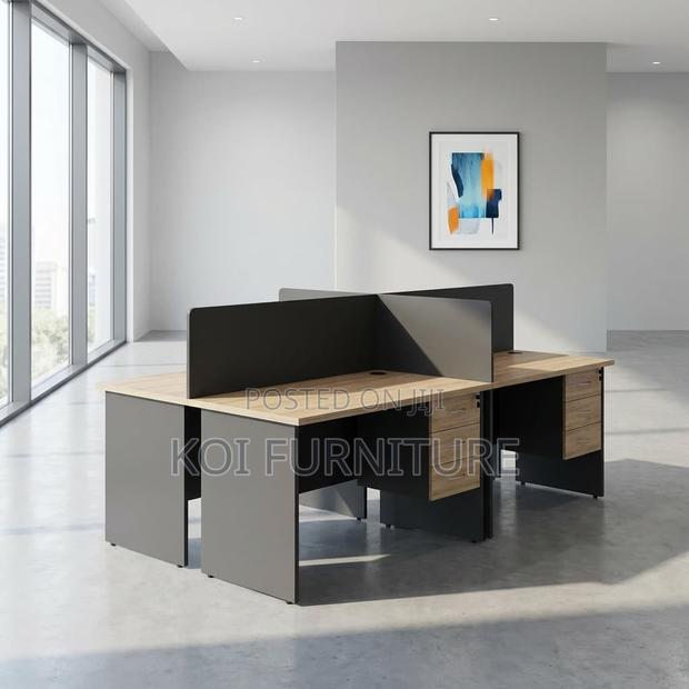 Office Workstation; Four Users Brown Executive Office Workstation Desk - thumbnail 4