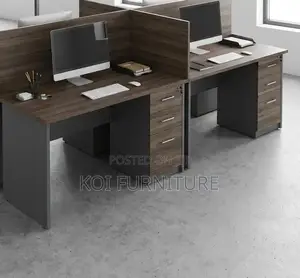 Office Workstation; Four Users Brown Executive Office Workstation Desk