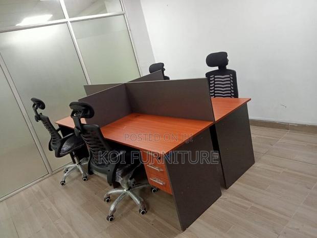 Office Workstation; Four Users Brown Executive Office Workstation Desk - thumbnail 6