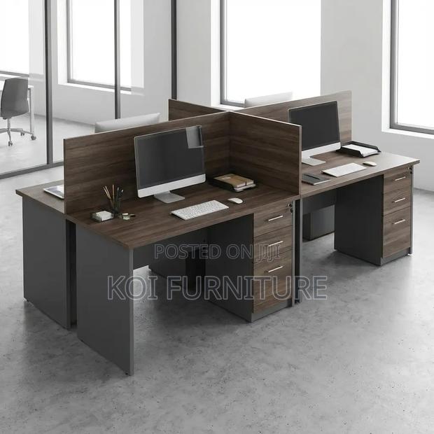 Office Workstation; Four Users Brown Executive Office Workstation Desk - thumbnail 8
