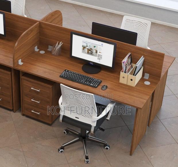 Office Workstation; Four Users Brown Executive Office Workstation Desk - thumbnail 11