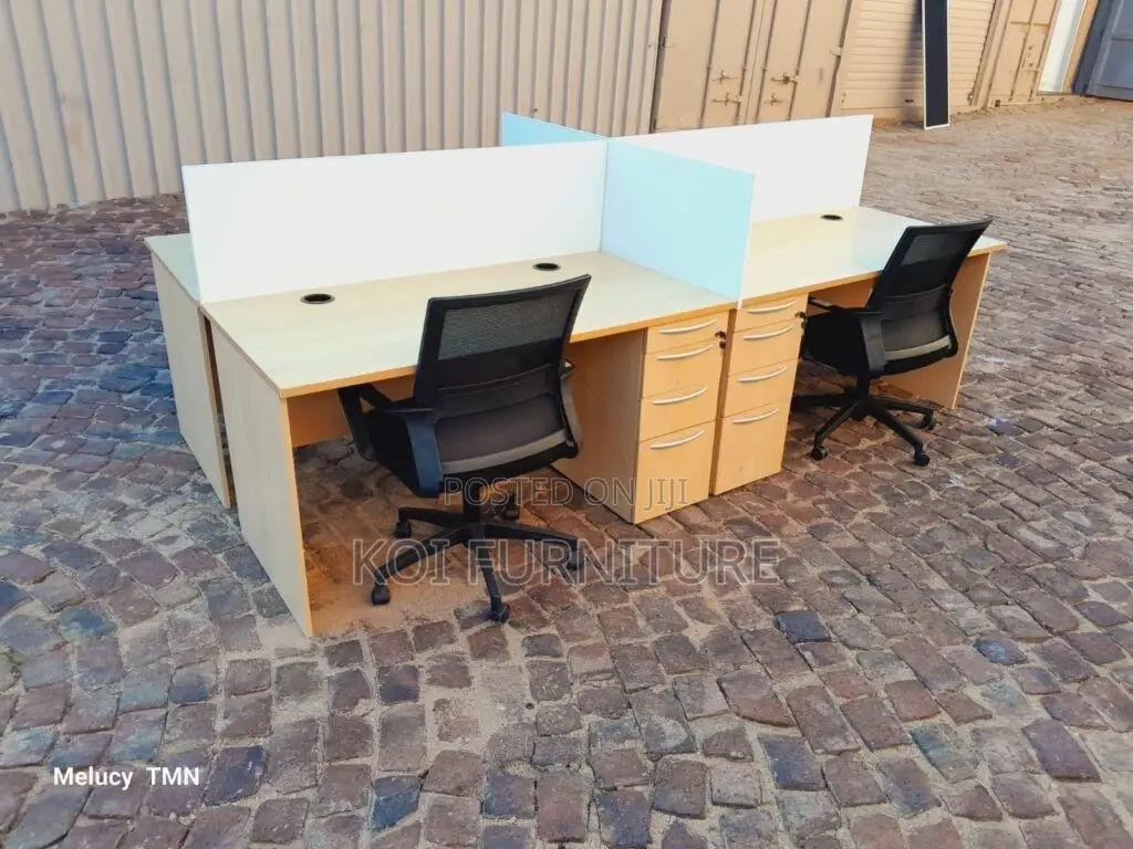 Office Workstation; Four Users Brown Executive Office Workstation Desk