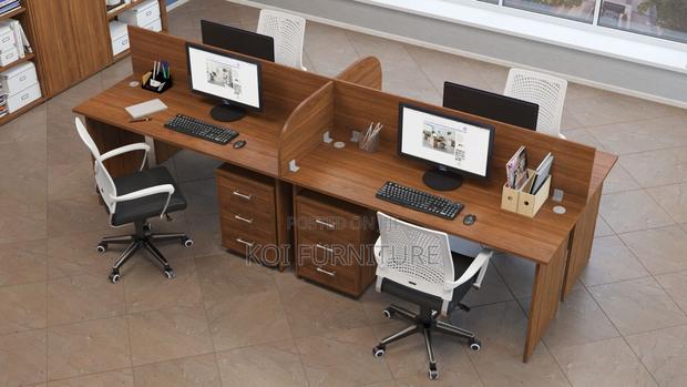 Office Workstation; Four Users Brown Executive Office Workstation Desk - thumbnail 13