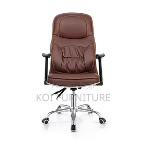 Office Chairs; Brown Leather Reclining Executive Office Desk Chairs