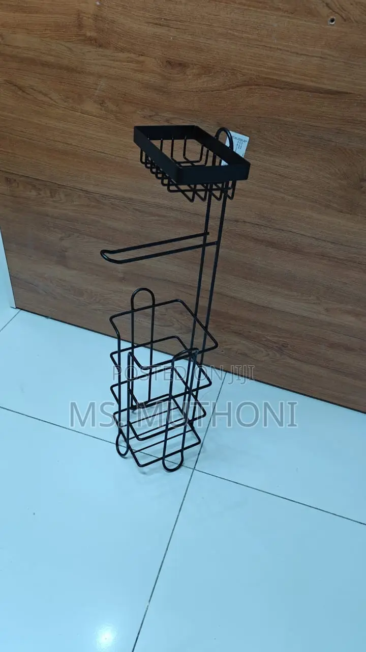 Free-Standing Metal Toilet Paper Holder and Organize