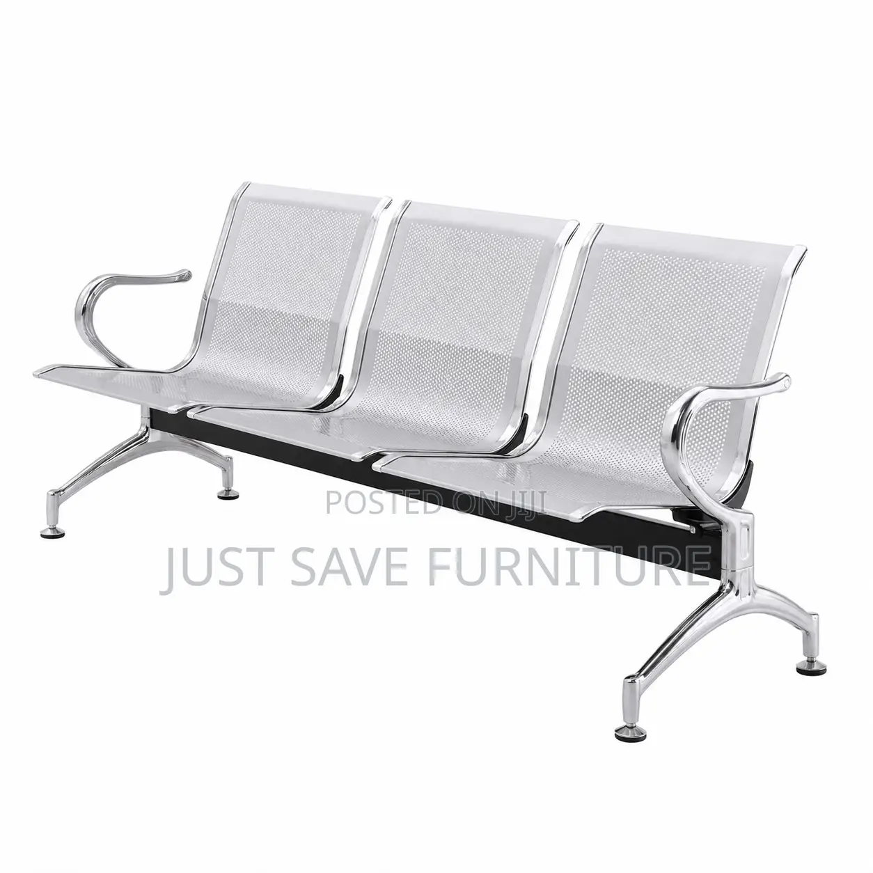 Heavy-Duty 3-Seater Metal Waiting Bench