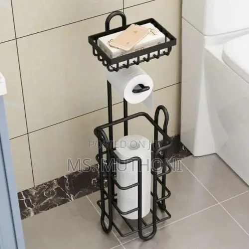 Free-Standing Metal Toilet Paper Holder and Organize