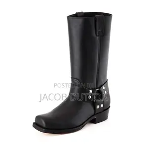 Original Biker Boots Sancho Abarca Black Leather Cowboy Boots
