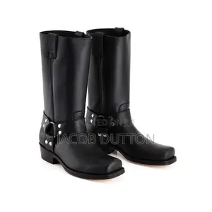 Original Biker Boots Sancho Abarca Black Leather Cowboy Boots