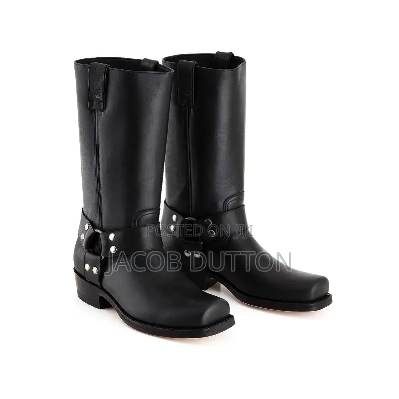 Original Biker Boots Sancho Abarca Black Leather Cowboy Boots