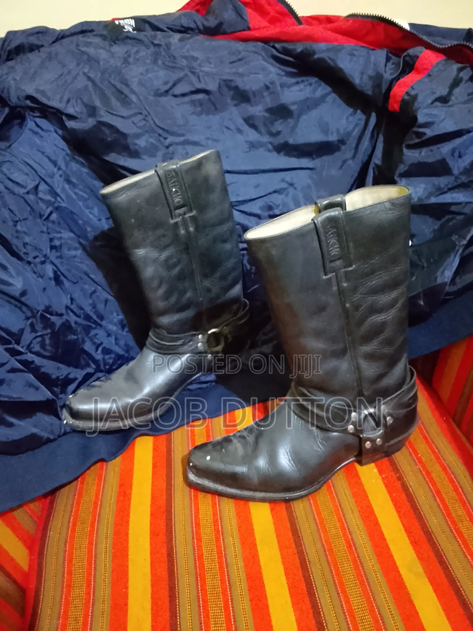 Original Biker Boots Sancho Abarca Black Leather Cowboy Boots