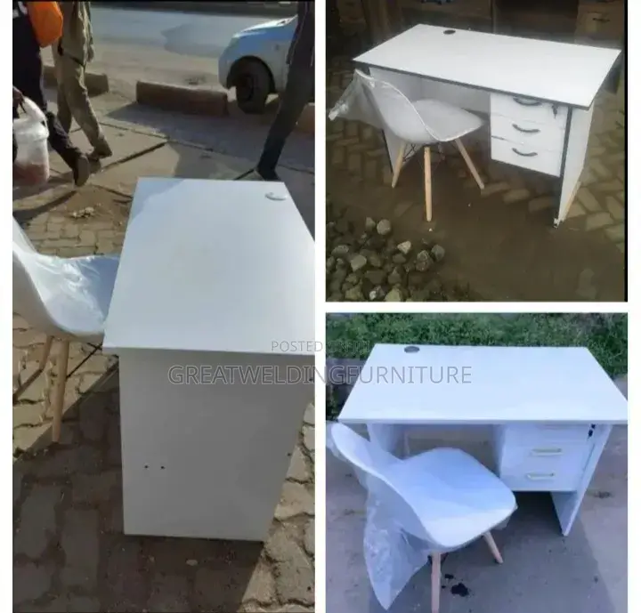 White Office Desk With Vintage Chairs