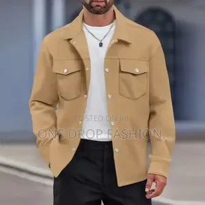 Men Plain Fashion Shacket Sizes M-3xl
