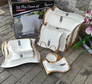 36 Nordic Shapely Dinner Set With Gold Rim