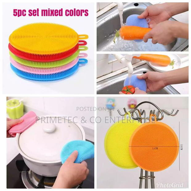 *5pc Set Mixed Colors Dish Washing Silicone Scrubbers - main view