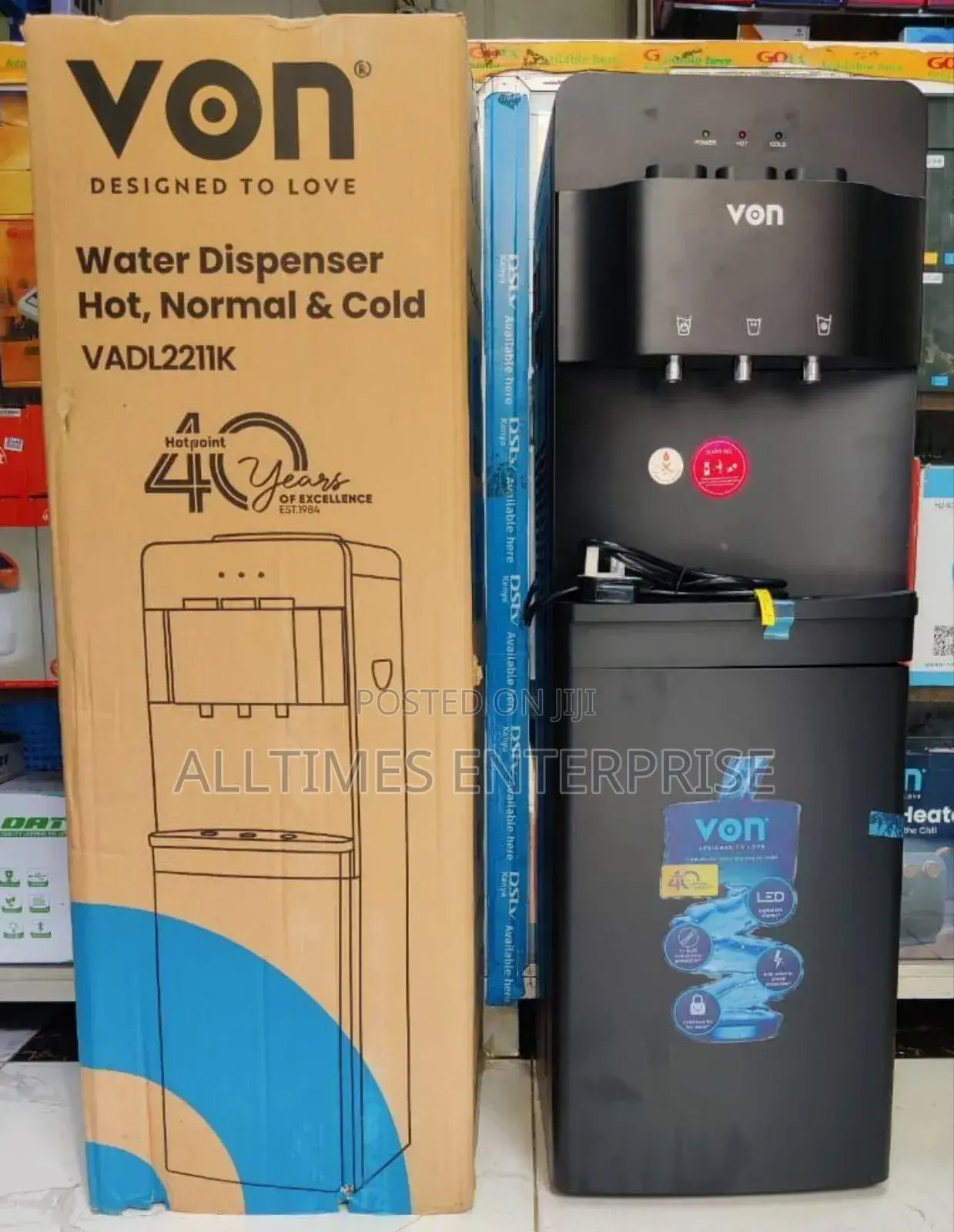 Von Dispenser 3taps Hot, Normal and Cold. Black