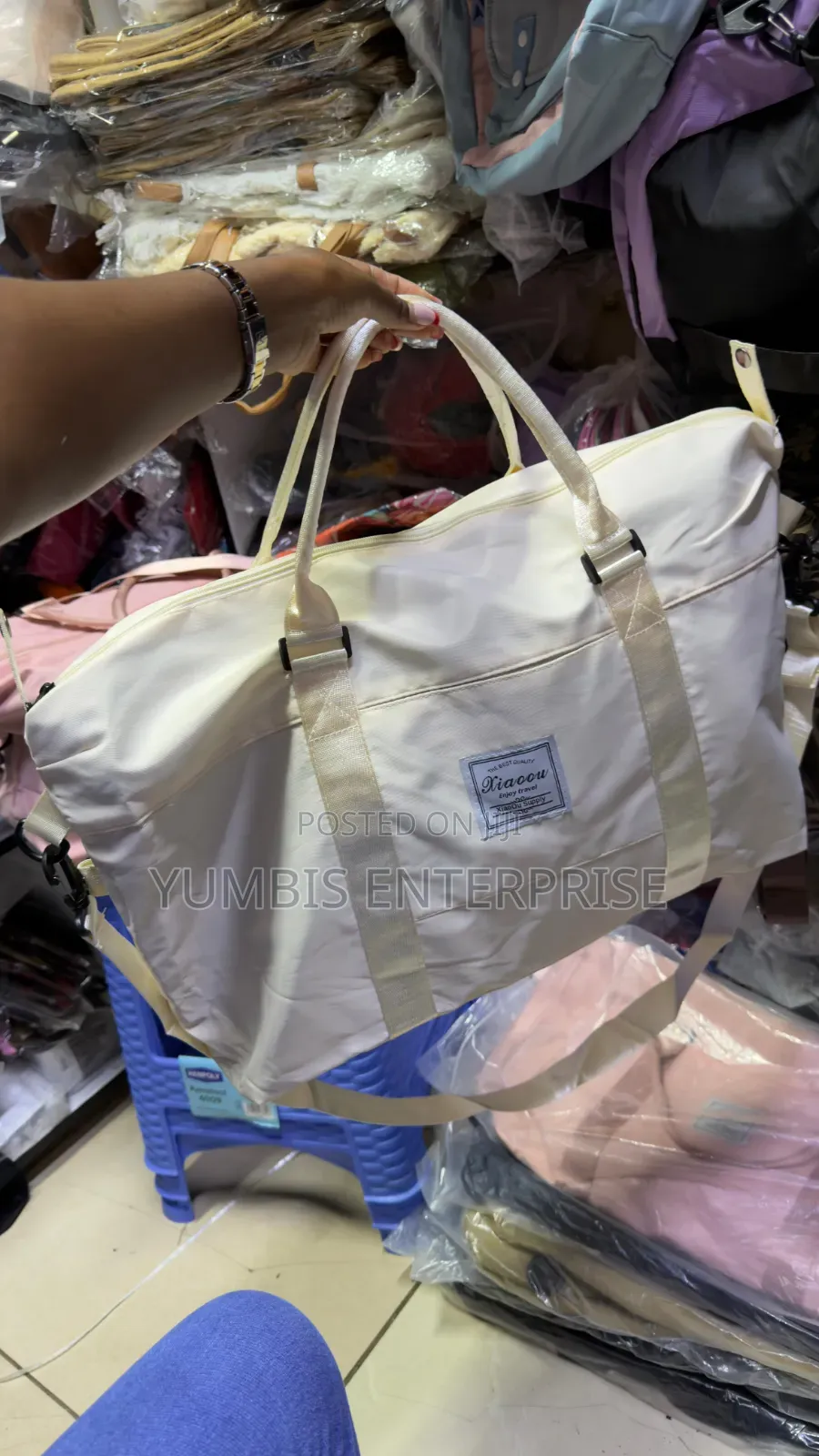 Cream White Stylish Duffle Bag