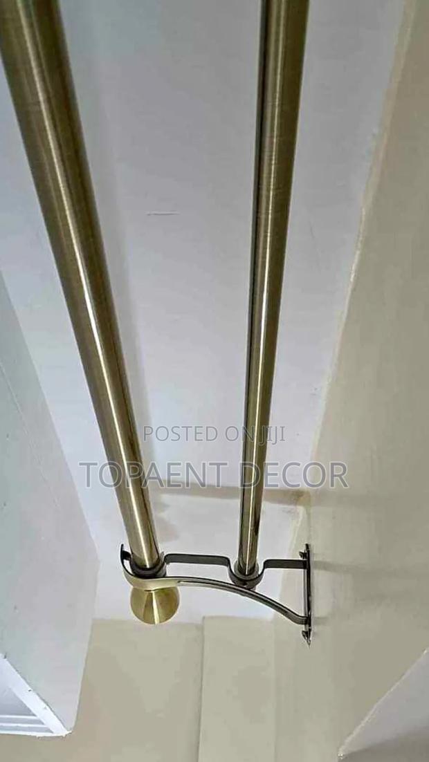 Double Curtain and Sheer Rod Setup Powder Coated Curtain Rods
