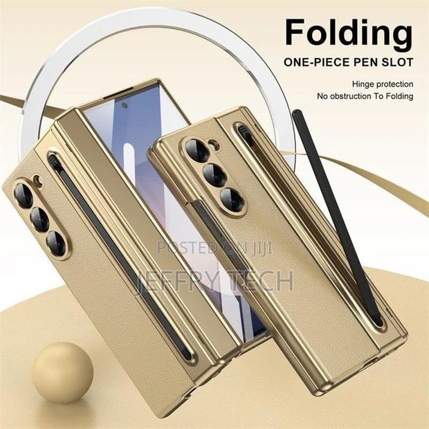 Samsung Galaxy Z Fold 5 Leather Case. Gold