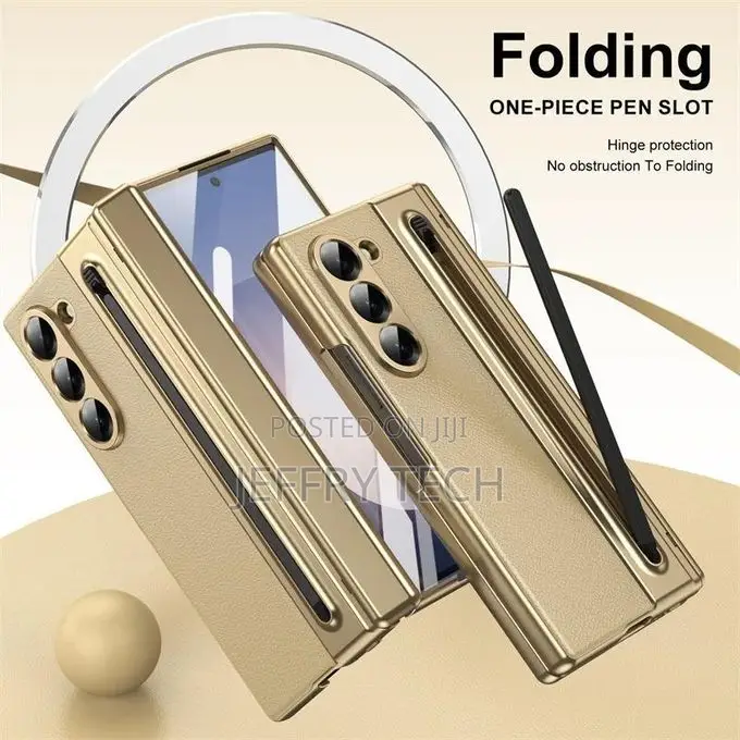 Samsung Galaxy Z Fold 5 Leather Case. Gold