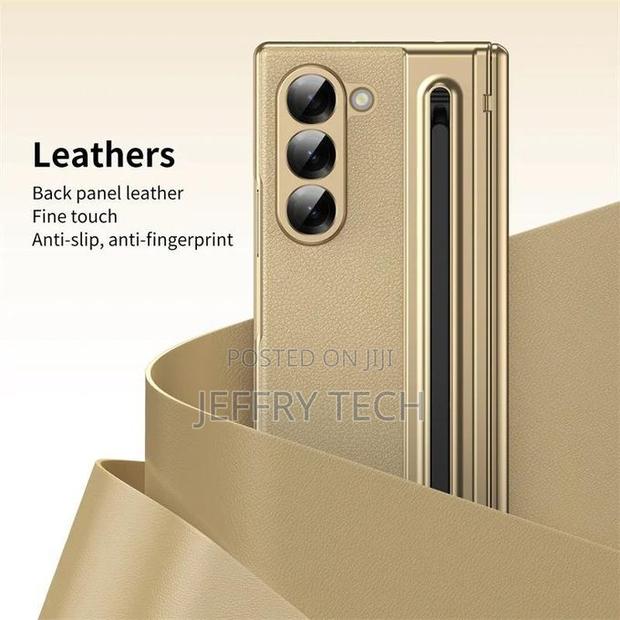 Samsung Galaxy Z Fold 5 Leather Case. Gold - thumbnail 2