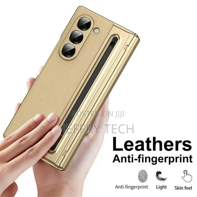 Samsung Galaxy Z Fold 5 Leather Case. Gold
