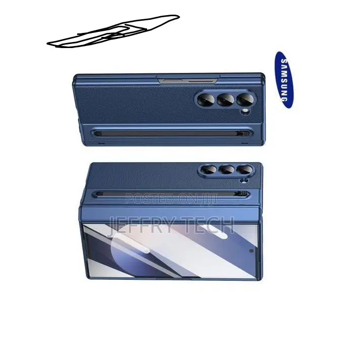 Samsung Galaxy Z Fold 5 Leather Case. Blue