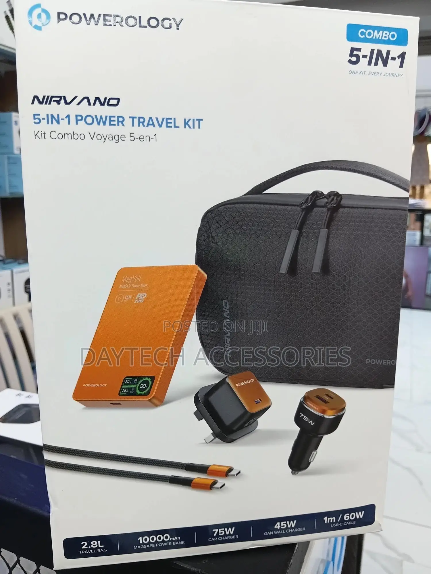 The Powerology Nirvano 5-in-1 Power Travel Kit.