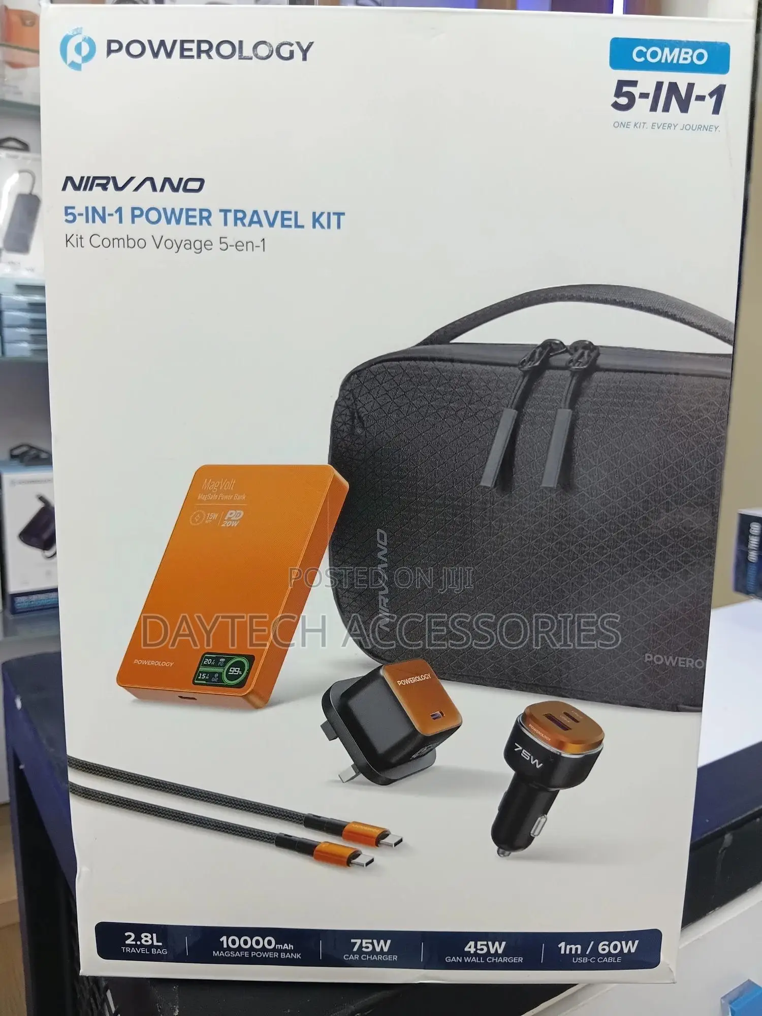 The Powerology Nirvano 5-in-1 Power Travel Kit.