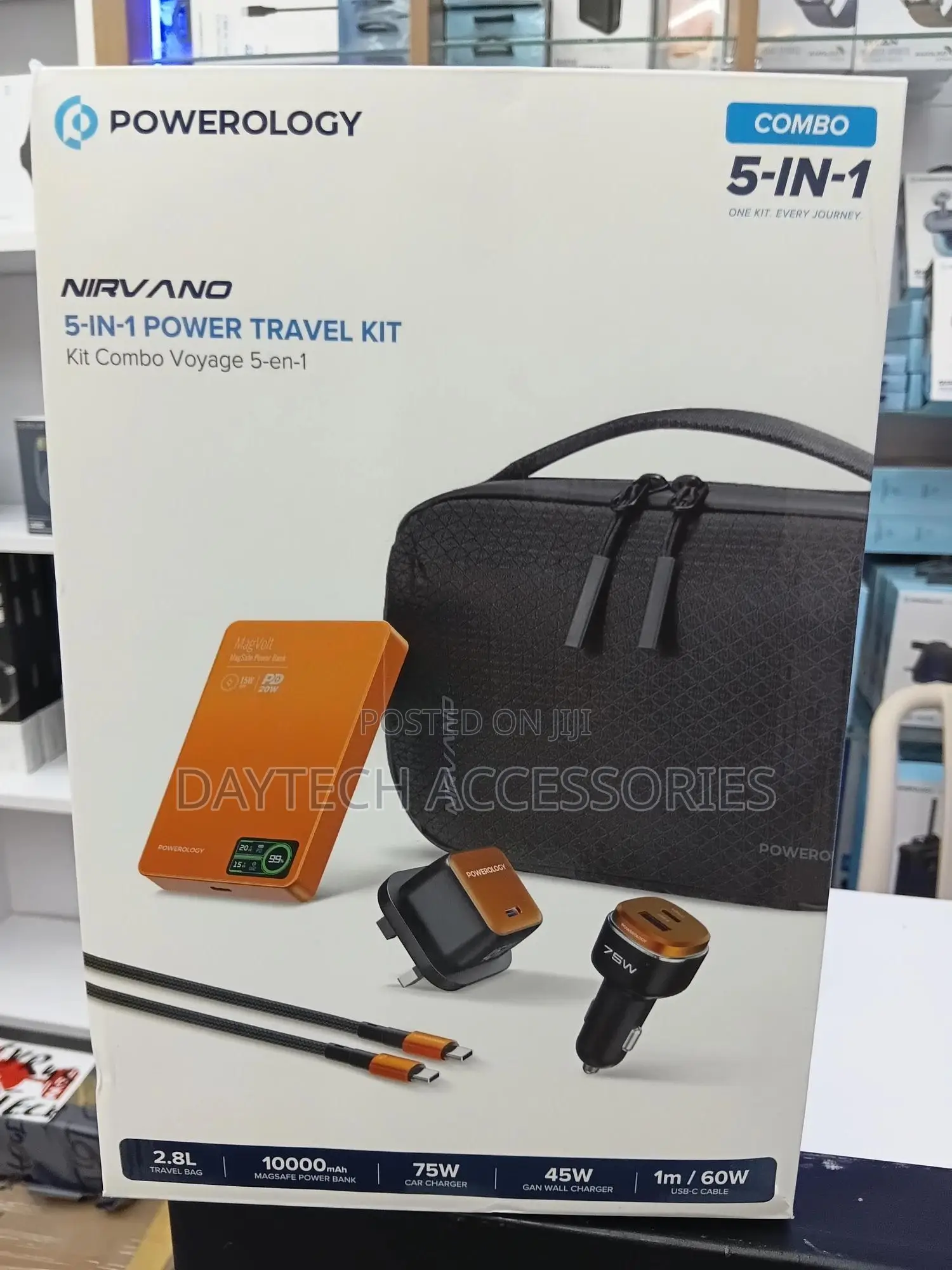 Powerology Nirvano 5-in-1 Power Travel Kit (Model Ppbcha121bkog).