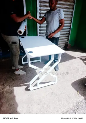 White Metallic Stands+Top Study Computer  Desk