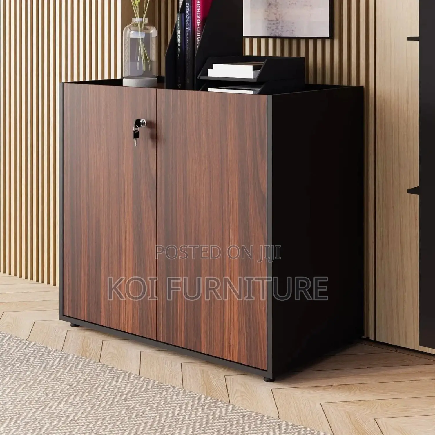 Office Cabinet; Wooden Executive Credenza Cabinet With 2 Doors
