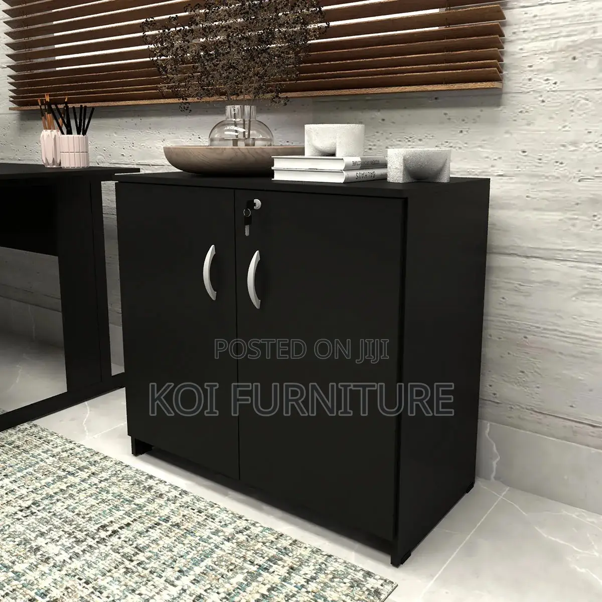 Office Cabinet; Wooden Executive Credenza Cabinet With 2 Doors