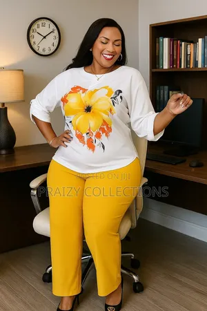 Quality Sunshine Floral Top N Plain Trouser 2pc Set