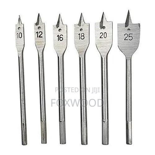 6-piece Metric Flat Wood Drill Bit Set (Spade Bit Set)