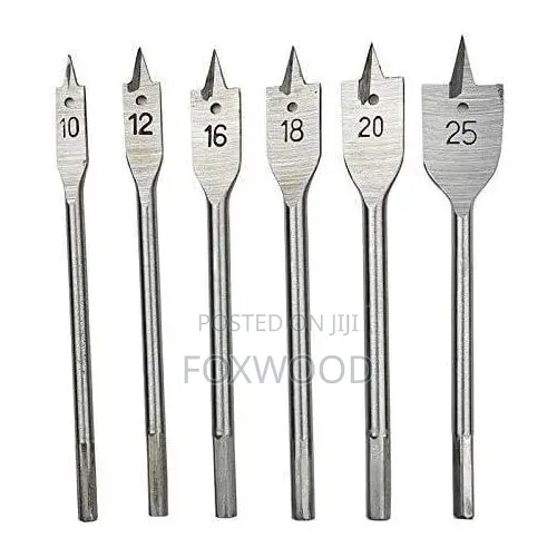 6-piece Metric Flat Wood Drill Bit Set (Spade Bit Set)