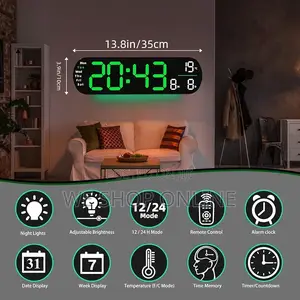 Large Led Digital Alarm Clock, 43×12cm.