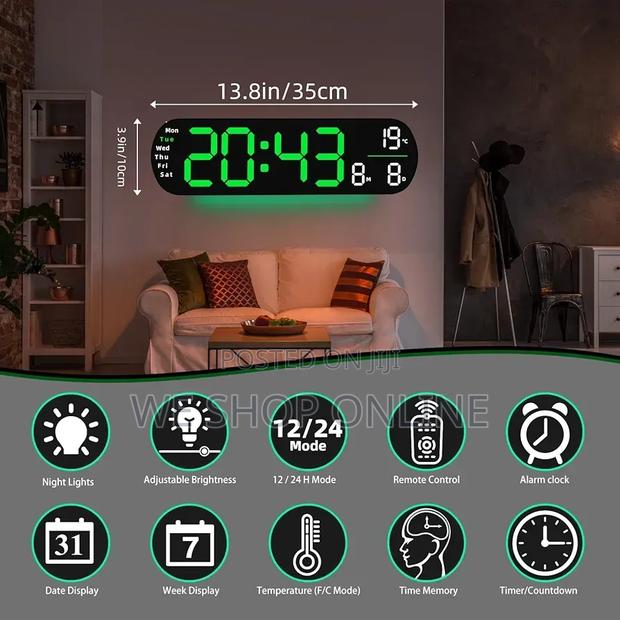 Large Led Digital Alarm Clock, 43×12cm. - thumbnail 3