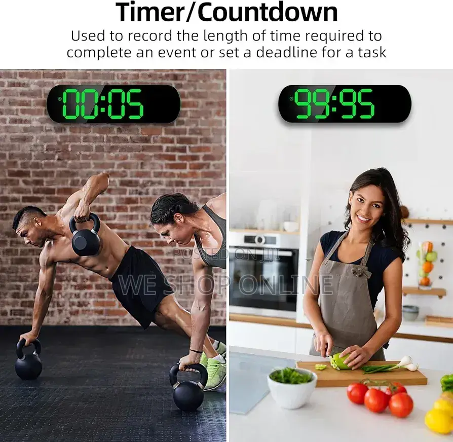 Large Led Digital Alarm Clock, 43×12cm.
