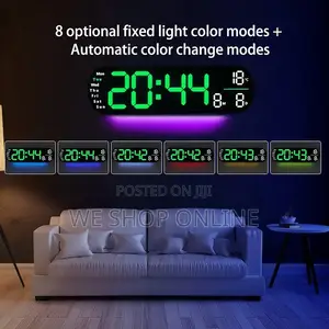 Large Led Digital Alarm Clock, 43×12cm.