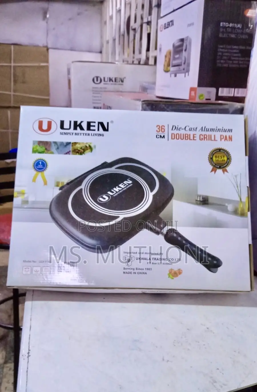 Uken 36cm Die-Cast Aluminium Double Grill Pan