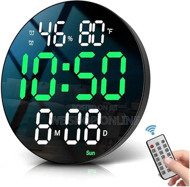 Round Led Digital Alarm Clock, Diameter 25.5cm