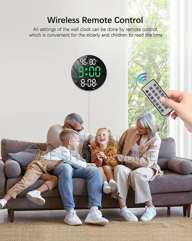 Round Led Digital Alarm Clock, Diameter 25.5cm - thumbnail 3