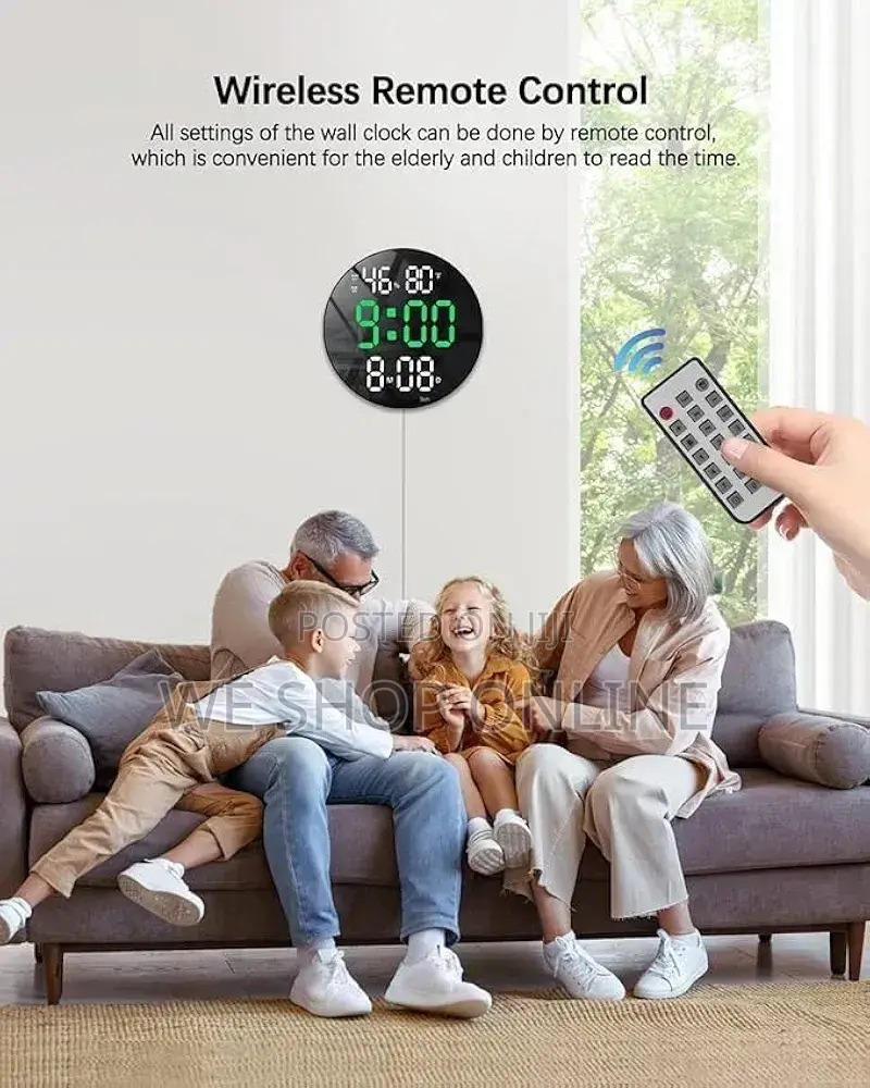 Round Led Digital Alarm Clock, Diameter 25.5cm